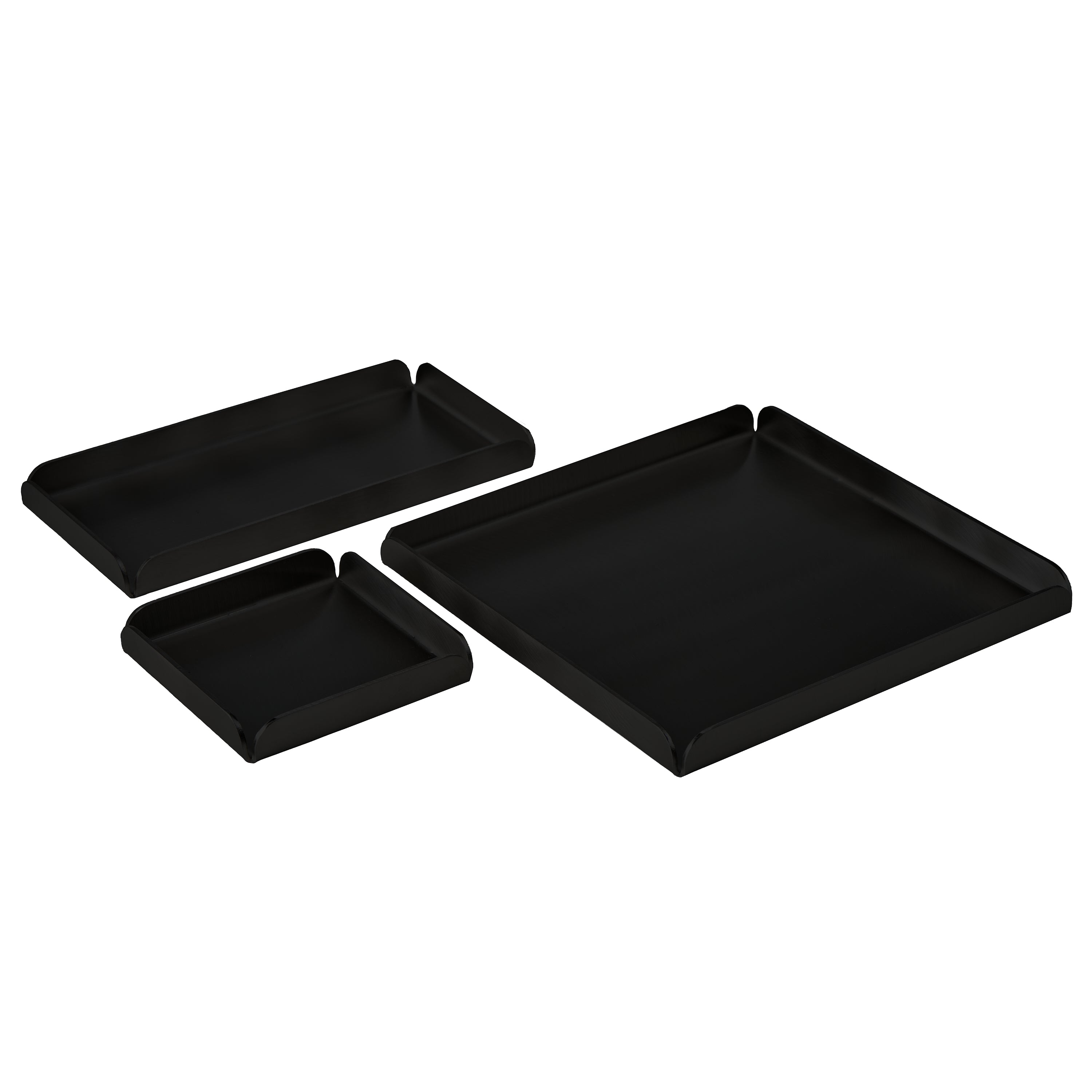 Håndlavet lille bakke i mat sort pulverlakeret rustfrit stål. Enkelt og holdbart dansk design til køkkenvasken.