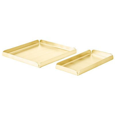 Håndlavet sæt af to bakker i ubehandlet messing med en elegant finish, designet til organisering ved vasken.